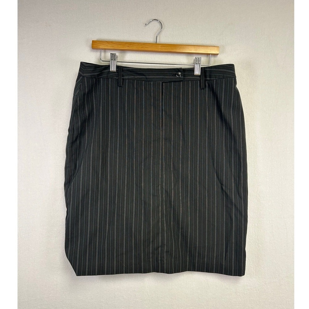 Office Siren Attention Women Size 12 Dark Grey Pinstripe Lined Pencil Skirt